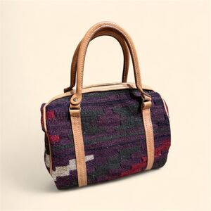 Vintage Custom-made Southwestern Style Woven Wool and Leather